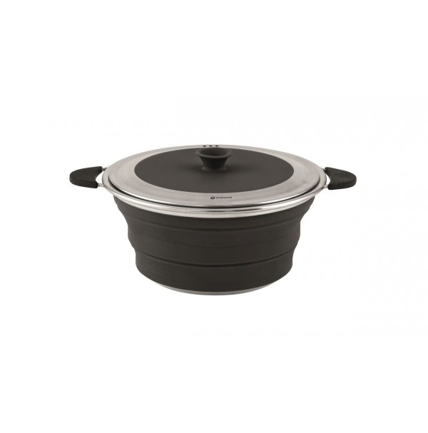 OUTWELL COLLAPS POT 2.5L WITH LID MIDNIGHT BLACK - COLLAPSIBLE CAMP COOKING POT